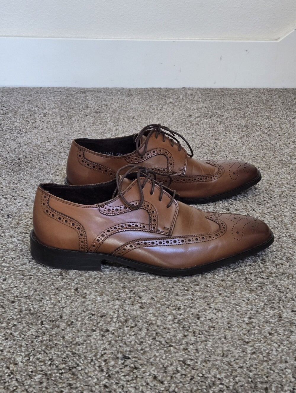 Florsheim Extra Wide Wing Tip Derby Shoes Men's 9.5 3E Brown Leather